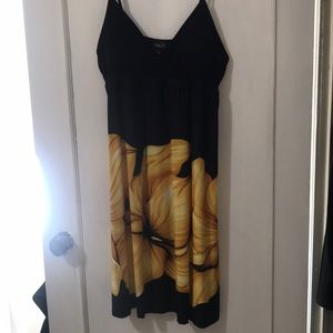 Rue21 Black and Yellow Floral Midi Dress